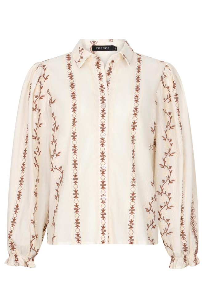 Ydence ecru dames blouse | Vooraanzicht
