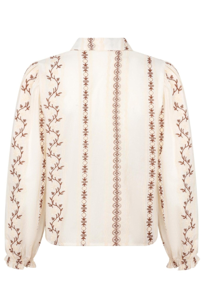 Ydence ecru dames blouse | Achteraanzicht