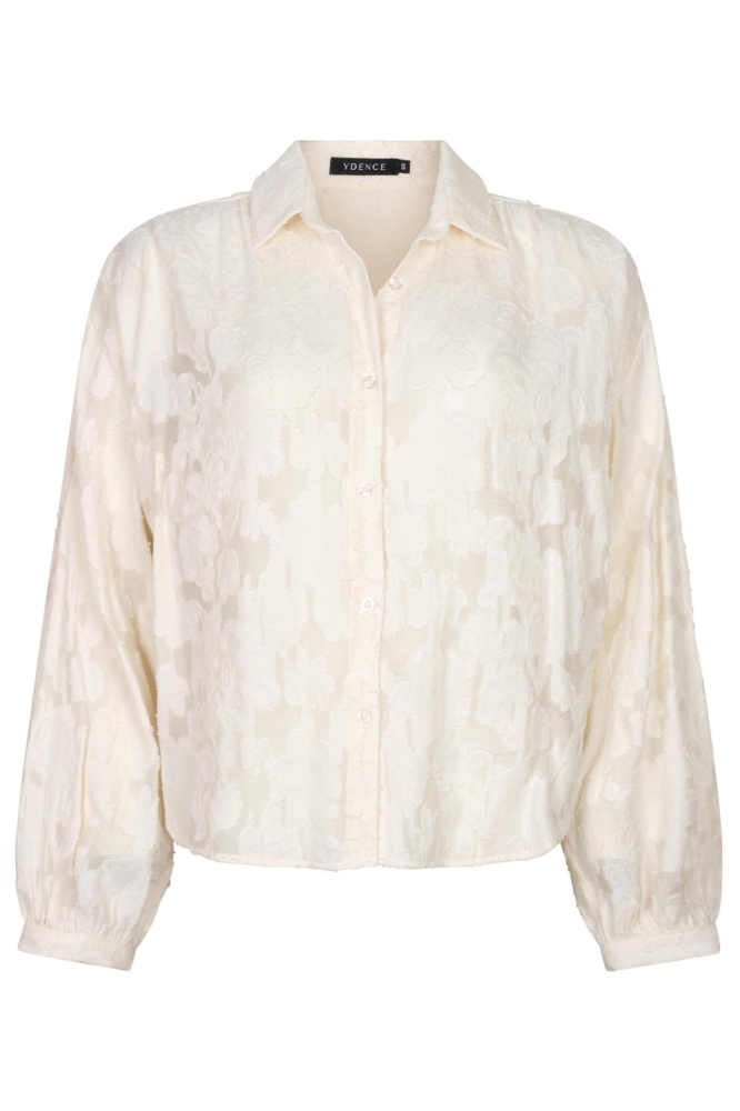 Ydence ecru dames blouse | Vooraanzicht