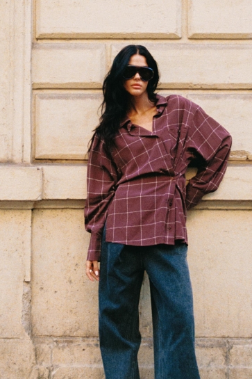 Refined Department Blouse NARO WOVEN BLOUSE CHECK SHOULD R2609963084 625 CHECK