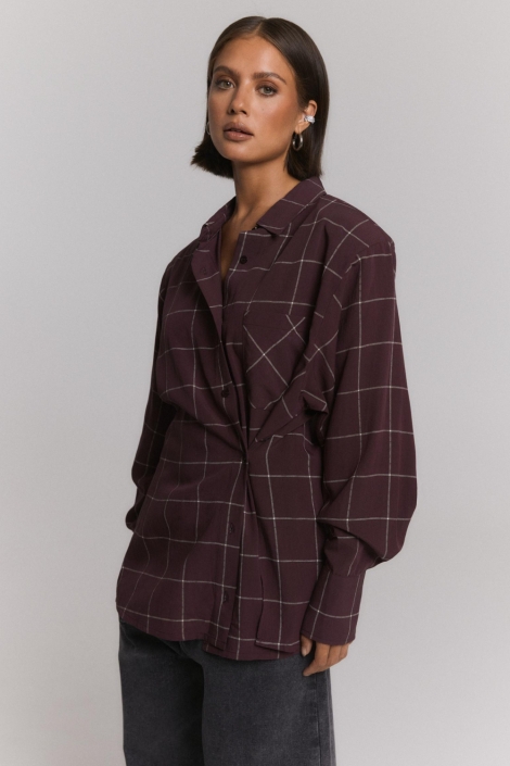 Refined Department bordeaux dames blouse | Model vooraanzicht