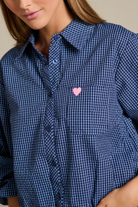 LolaLiza blauwe dames blouse | Close up