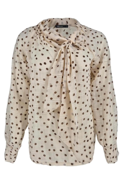 FOS Amsterdam beige dames blouse | Vooraanzicht