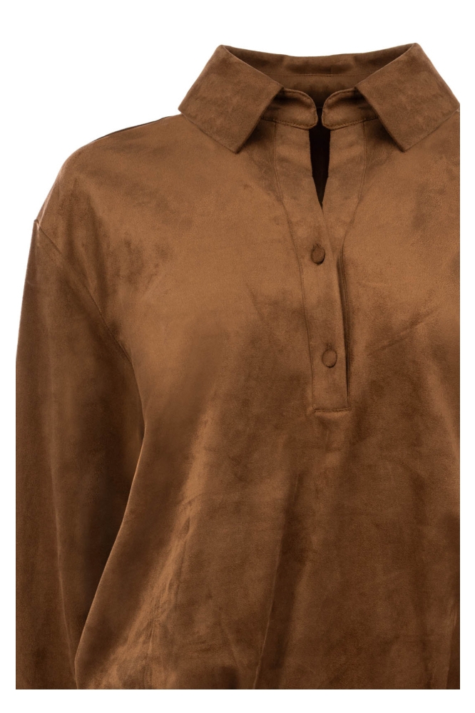 NED bruine dames blouse | Close up