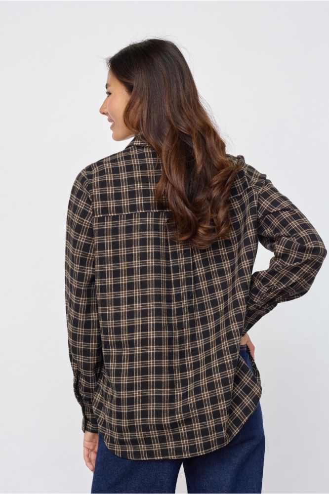 SisterS point zwarte dames blouse | Model achteraanzicht