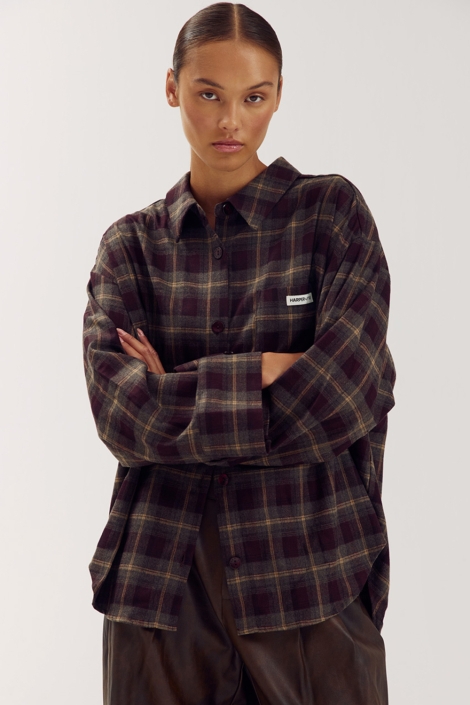 Harper & Yve bordeaux dames blouse | Model vooraanzicht