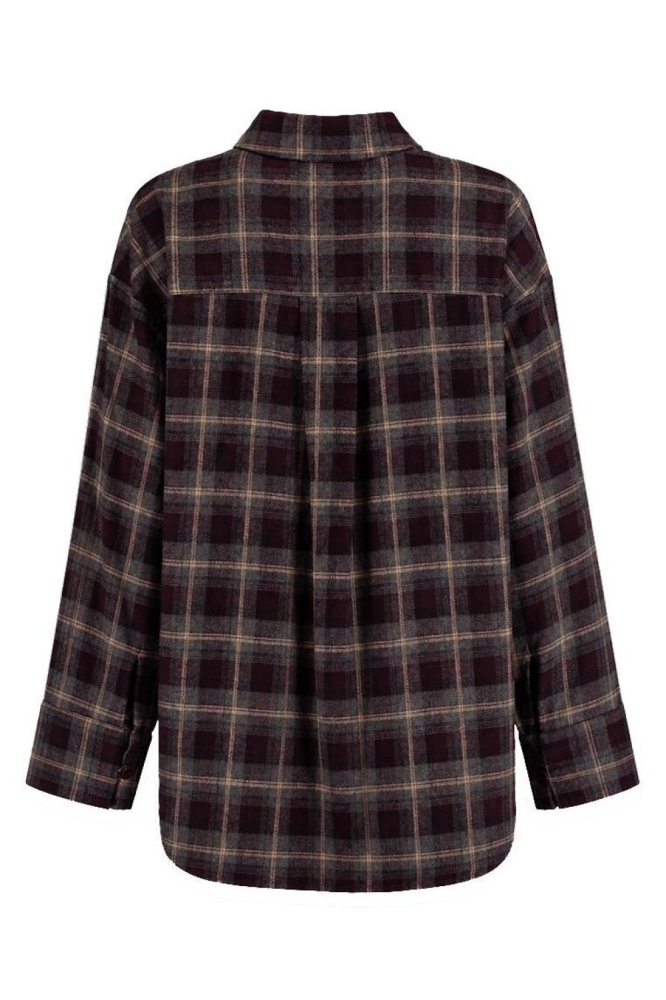 Harper & Yve bordeaux dames blouse | Achteraanzicht