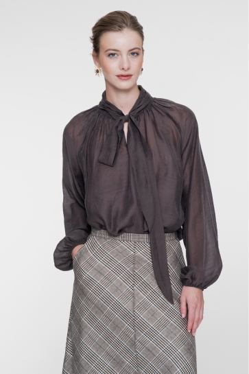 Geisha Blouse LYOCELL BLOUSE MET STRIKDETAIL 63601 14 775 brown