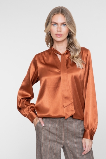 Geisha Blouse SATIJNACHTIGE BLOUSE MET STRIKDETAIL 63605 14 35 copper
