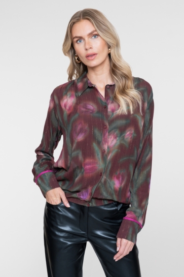 Geisha Blouse BLOUSE MET BLOEMPRINT EN LUREX DETAILS 63638 20 480 burgundy/green