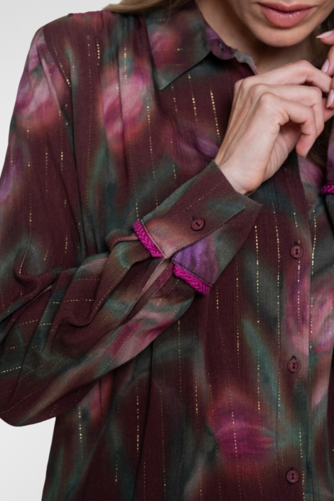 Geisha bordeaux dames blouse | Close up
