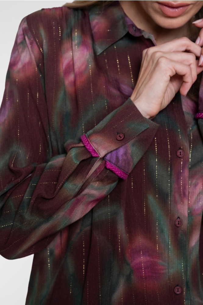 Geisha bordeaux dames blouse | Close up
