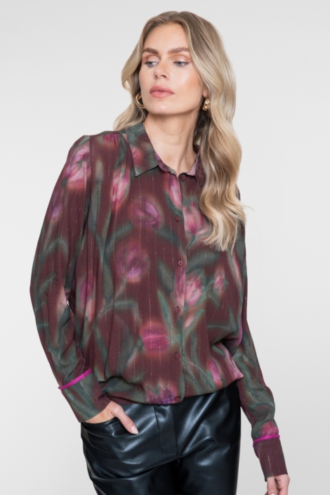 Geisha bordeaux dames blouse | Model vooraanzicht