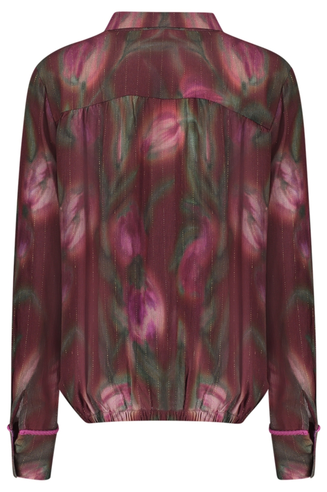 Geisha bordeaux dames blouse | Achteraanzicht