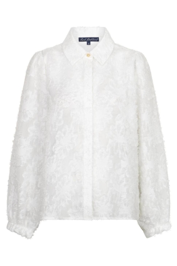 Red Button blouse fringes Wit