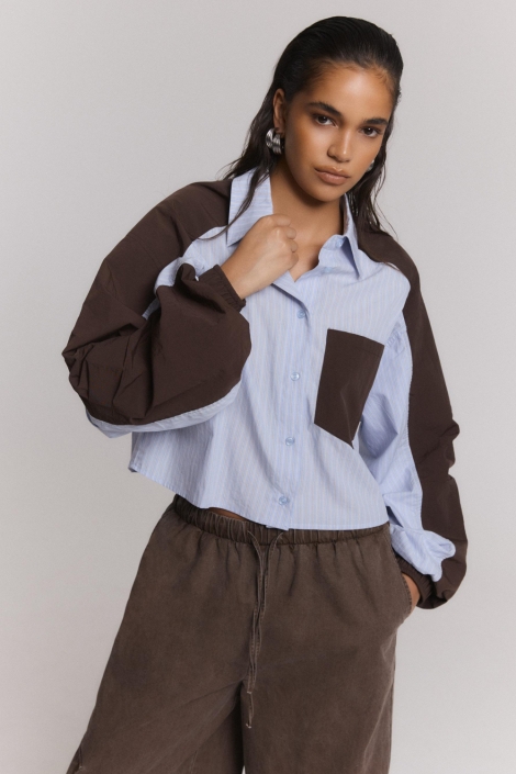 Refined Department blauwe dames blouse | Model vooraanzicht