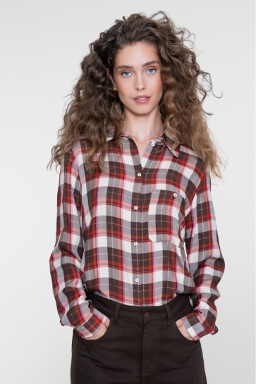 Geisha Blouse BLOUSE MET RUITDESSIN 63664 20 775 BROWN/RED