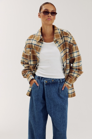 Harper & Yve Blouse SELENA LS AW6P605 Warm oat/ Raw Blue