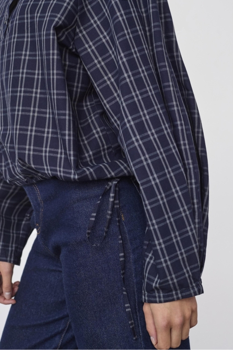 SisterS point blauwe dames blouse | Close up