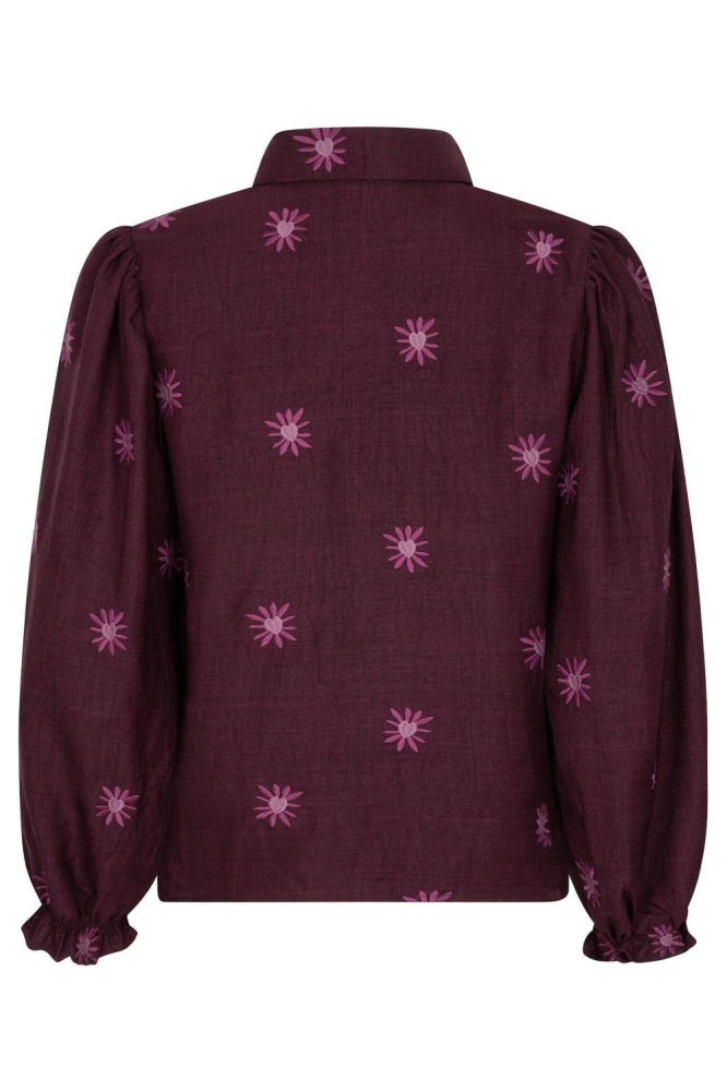 Ydence paarse dames blouse | Achteraanzicht