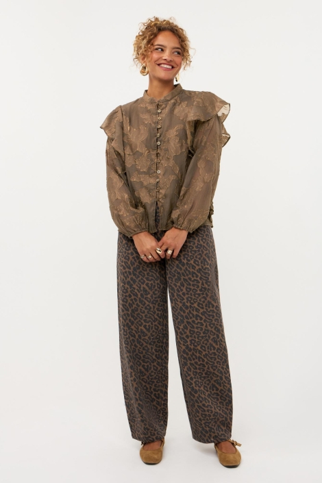 Ydence bruine dames blouse | Model