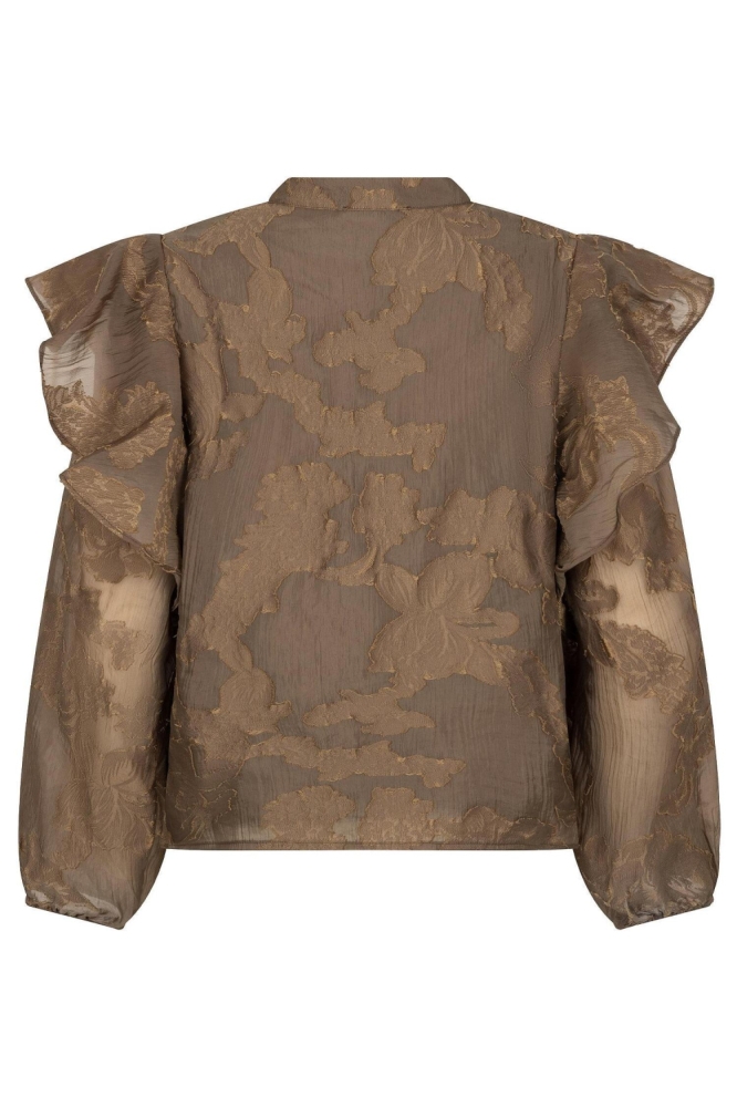 Ydence bruine dames blouse | Achteraanzicht