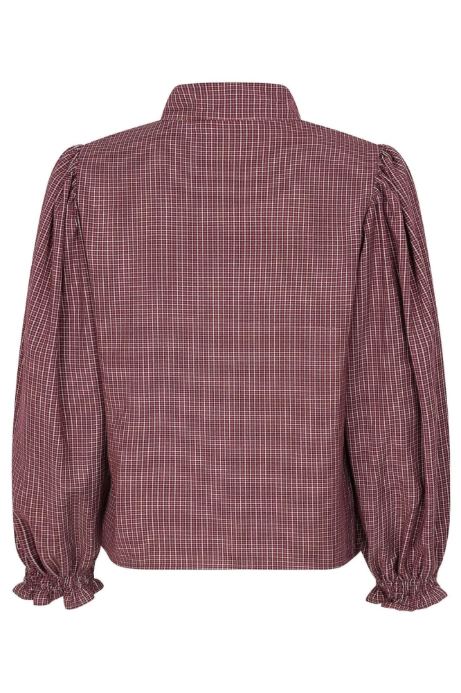 Ydence bordeaux dames blouse | Achteraanzicht