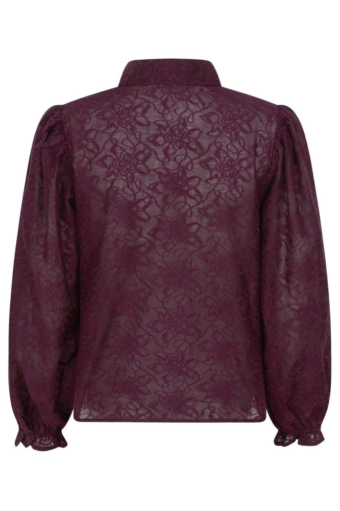 Ydence paarse dames blouse | Achteraanzicht