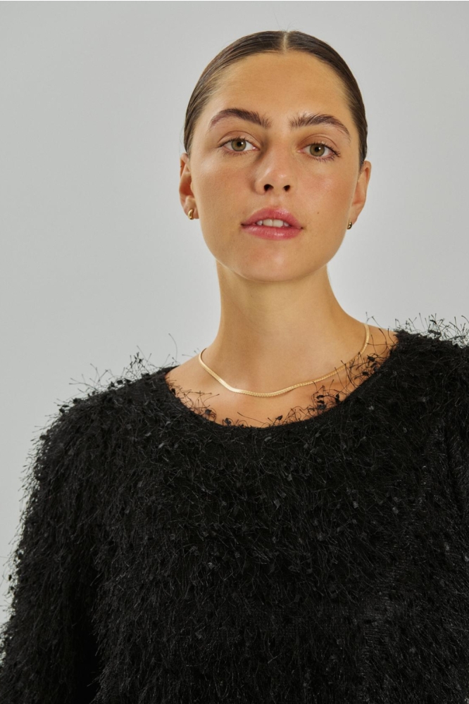 Freequent zwarte dames t-shirt | Close up