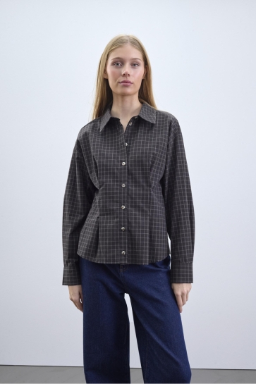 SisterS point Blouse ELMIRA SH 20579 Brown Check