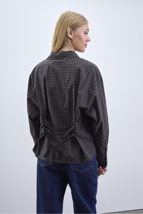 SisterS point bruine dames blouse | Model achteraanzicht