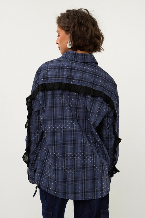 Studio Amaya blauwe dames blouse | Achteraanzicht