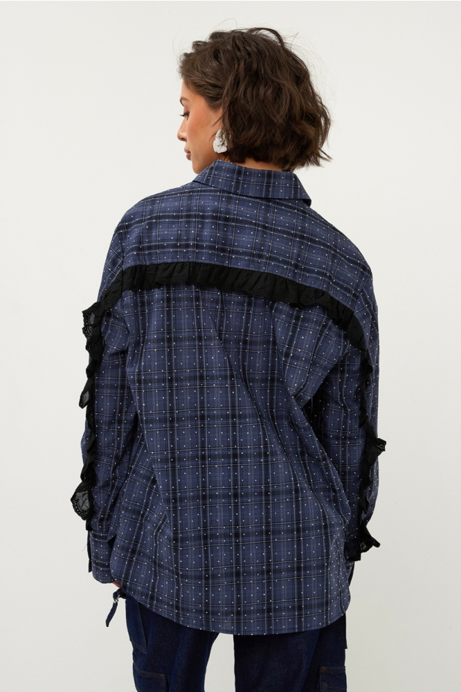 Studio Amaya blauwe dames blouse | Achteraanzicht