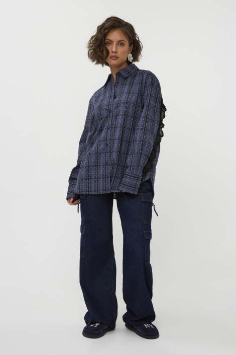 Studio Amaya blauwe dames blouse | Model