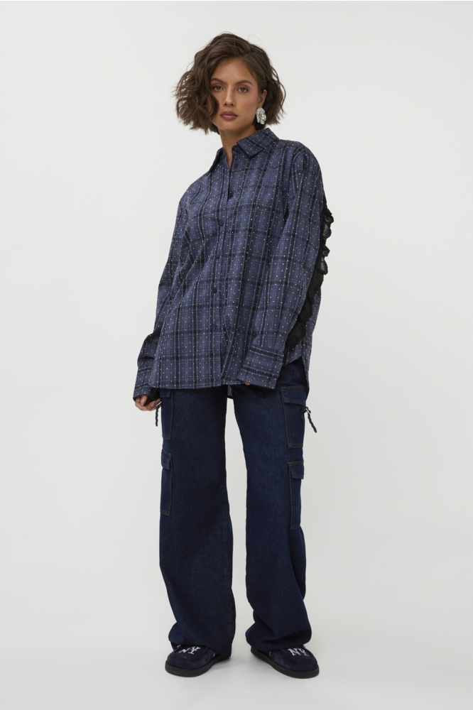 Studio Amaya blauwe dames blouse | Model