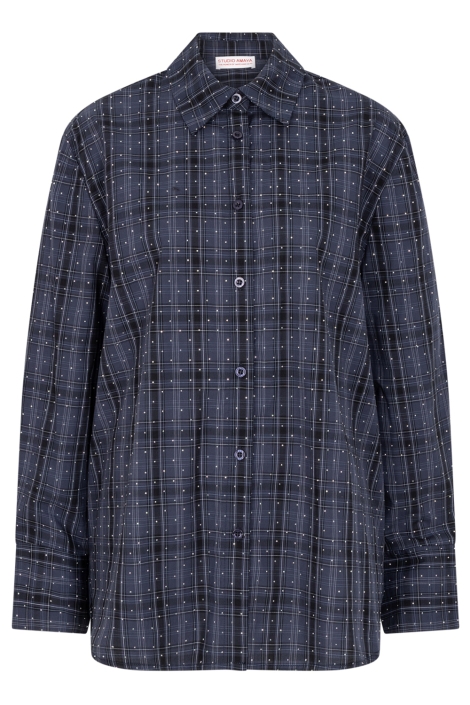 Studio Amaya blauwe dames blouse | Vooraanzicht