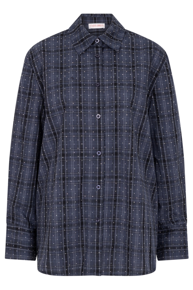 Studio Amaya blauwe dames blouse | Vooraanzicht