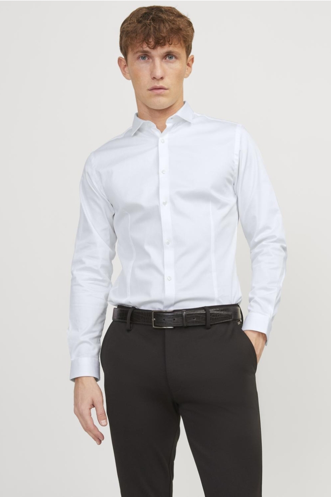 Jack & Jones witte heren overhemd | Model vooraanzicht