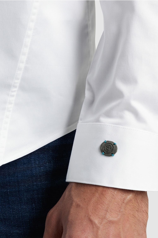 Cast Iron witte heren overhemd | Close up