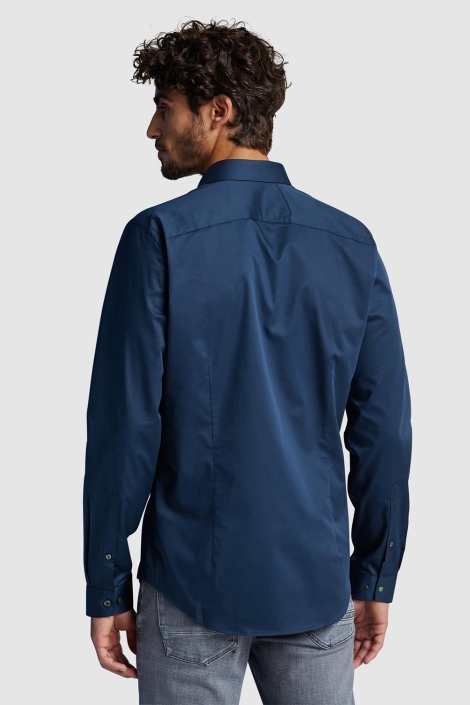 Cast Iron blauwe heren overhemd | Model achteraanzicht