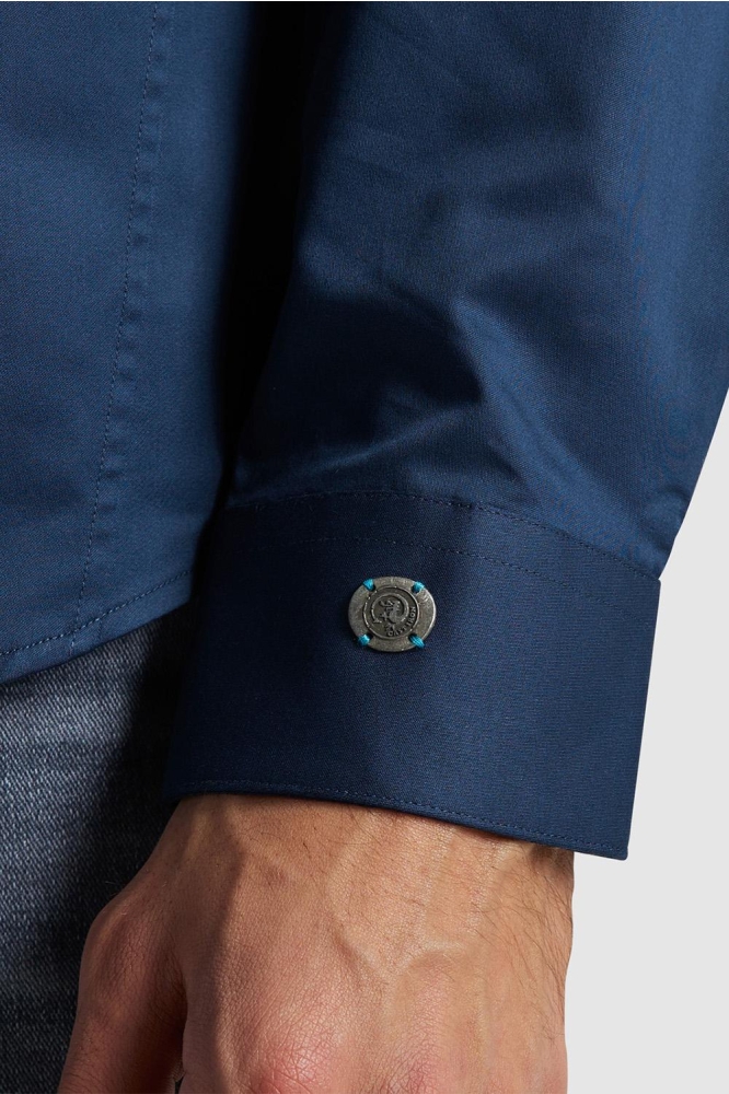 Cast Iron blauwe heren overhemd | Close up