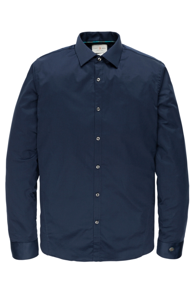 Cast Iron blauwe heren overhemd | Vooraanzicht