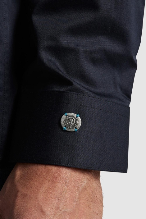 Cast Iron zwarte heren overhemd | Close up