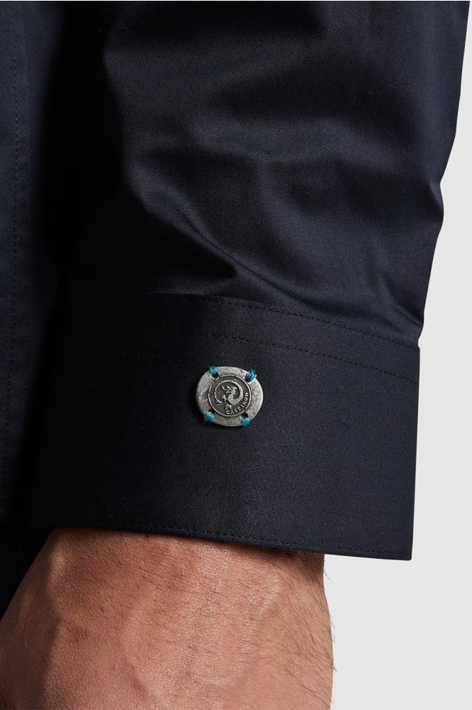 Cast Iron zwarte heren overhemd | Close up