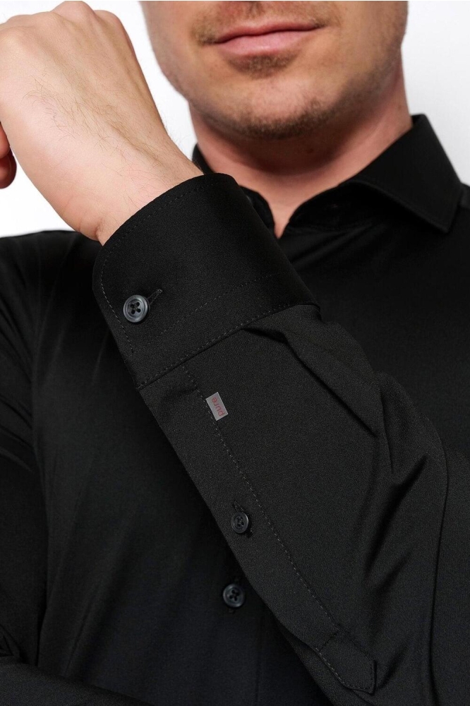 Pure H. Tico zwarte heren overhemd | Close up
