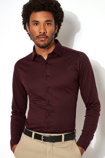 Desoto Overhemd KENT 97028 3 1 1 402 DARK BURGUNDY PIQUE