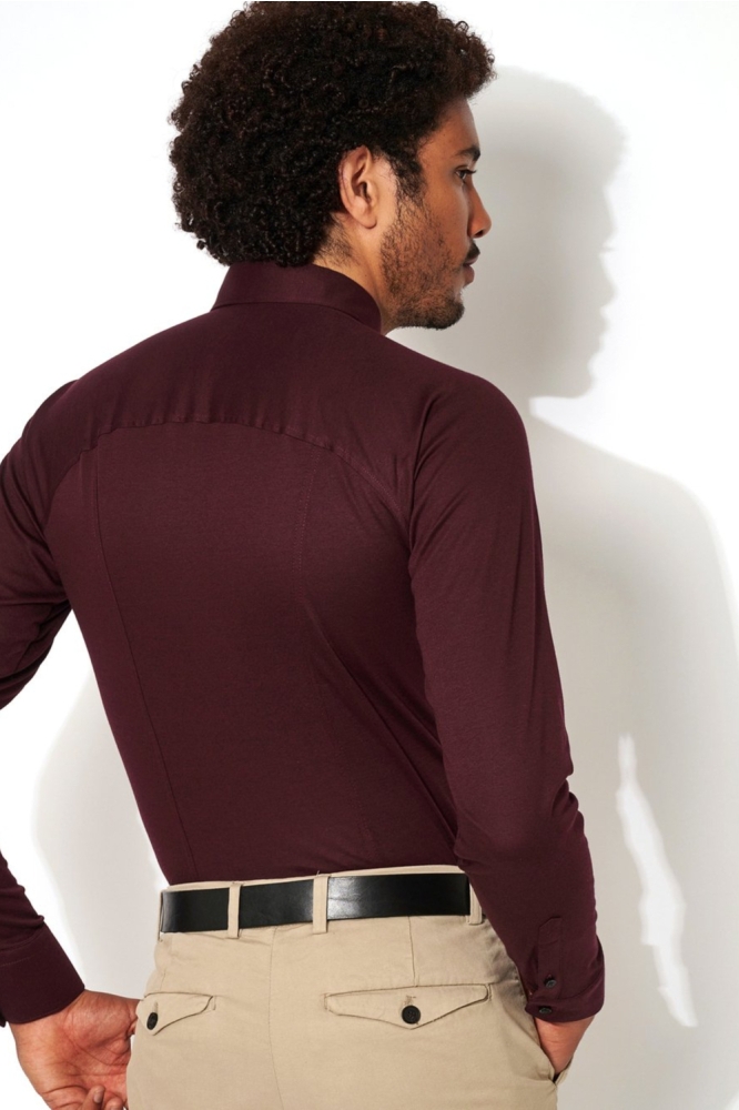 Desoto bordeaux heren overhemd | Model achteraanzicht