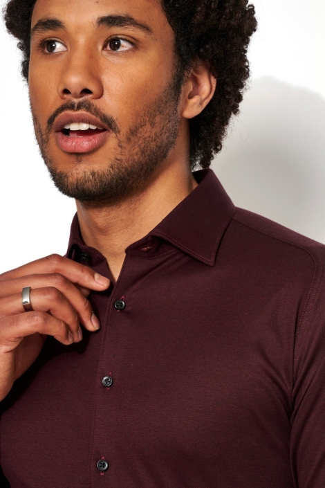 Desoto bordeaux heren overhemd | Close up