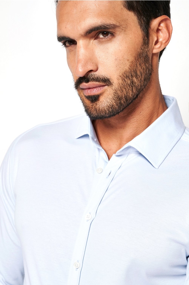 Desoto blauwe heren overhemd | Close up