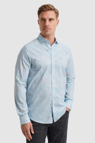 Vanguard long sleeve shirt print on fine po Blauw